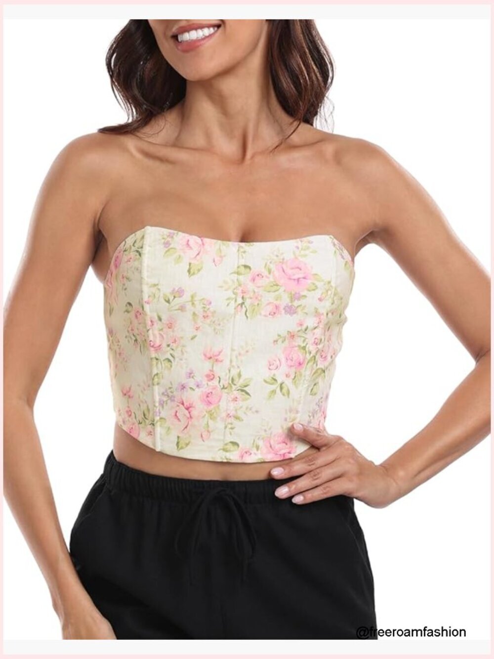 Strapless Linen Corset Crop Top Bustier Body Shaper